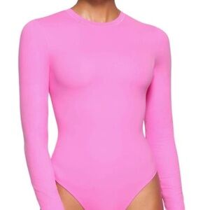 SKIMS Fits Everybody Long Sleeve Bodysuit in Neon Orchid